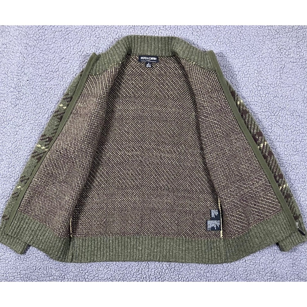 Kasper & Company ASL Wool Mohair Blend Plaid Full Zip Cardigan Sweater Green M - Picture 3 of 11